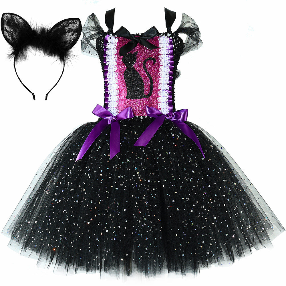 Petite Sorcière de Salem – Robe Chat Noir en Tulle