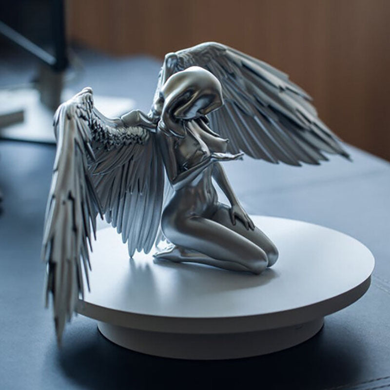 L’Ange du Silence — Figurine Ange Déchu Argenté