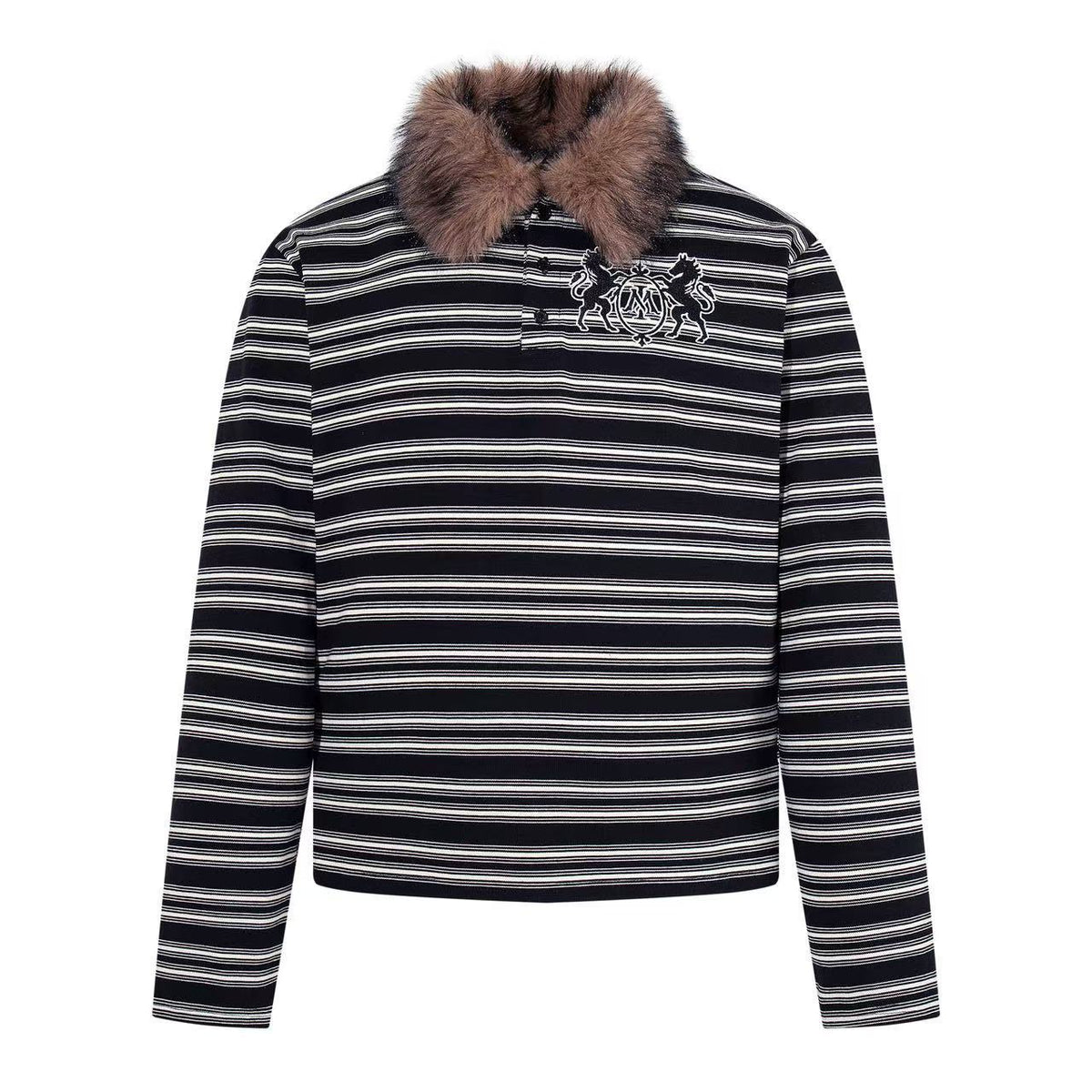 Polo rayé homme Reborn – col effet fourrure