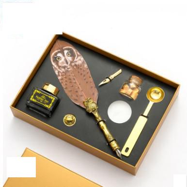 Coffret d’écriture mystique Chouette – Plume & Encrier