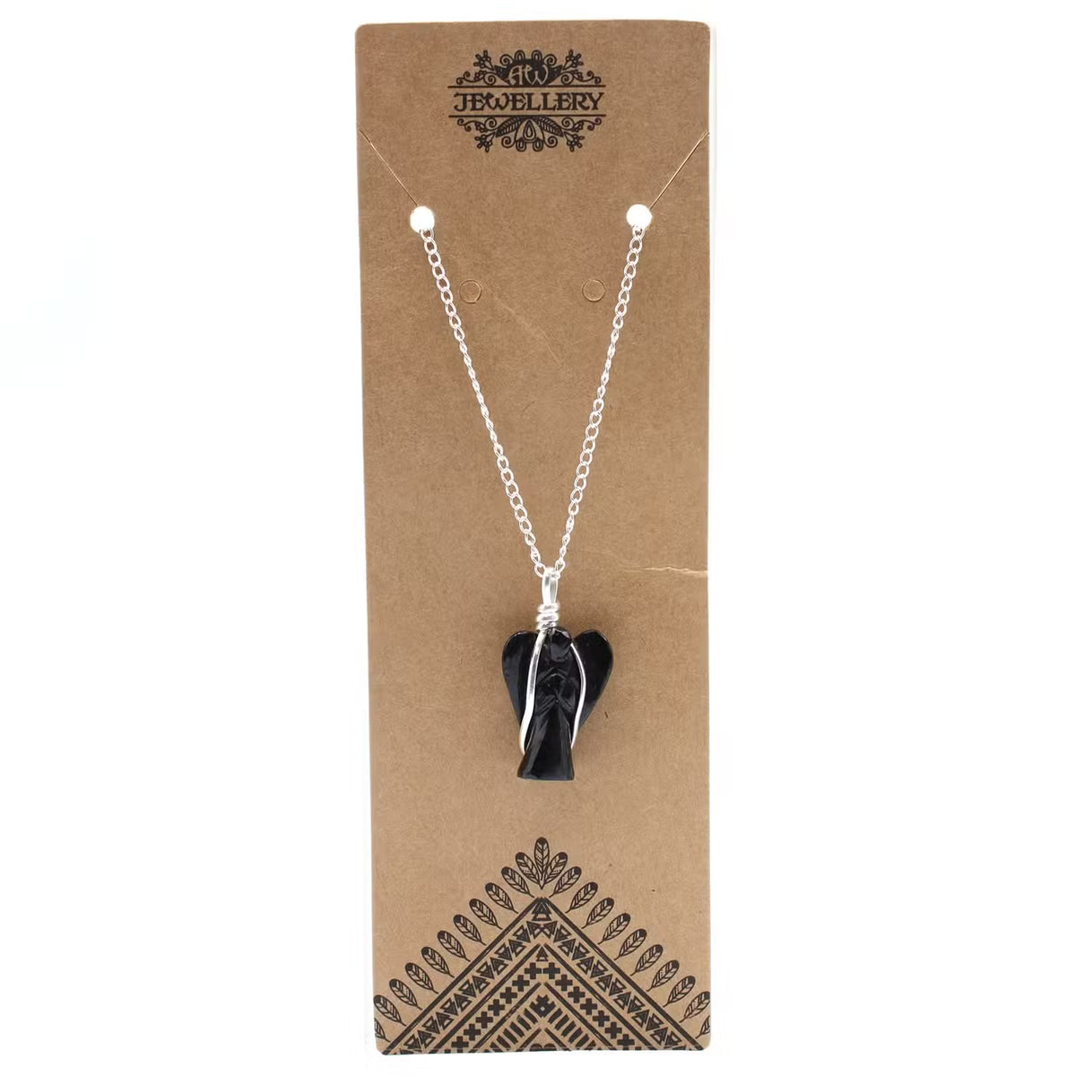 Ange Gardien Noir – Pendentif en Agate Noire