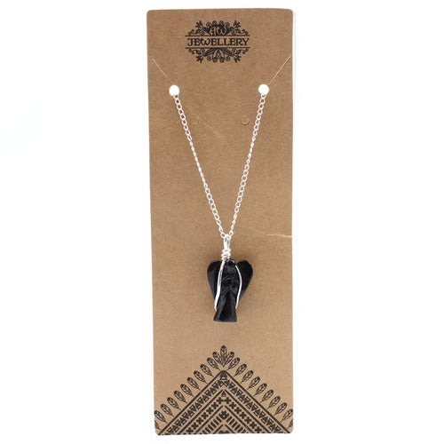 Ange Gardien Noir – Pendentif en Agate Noire
