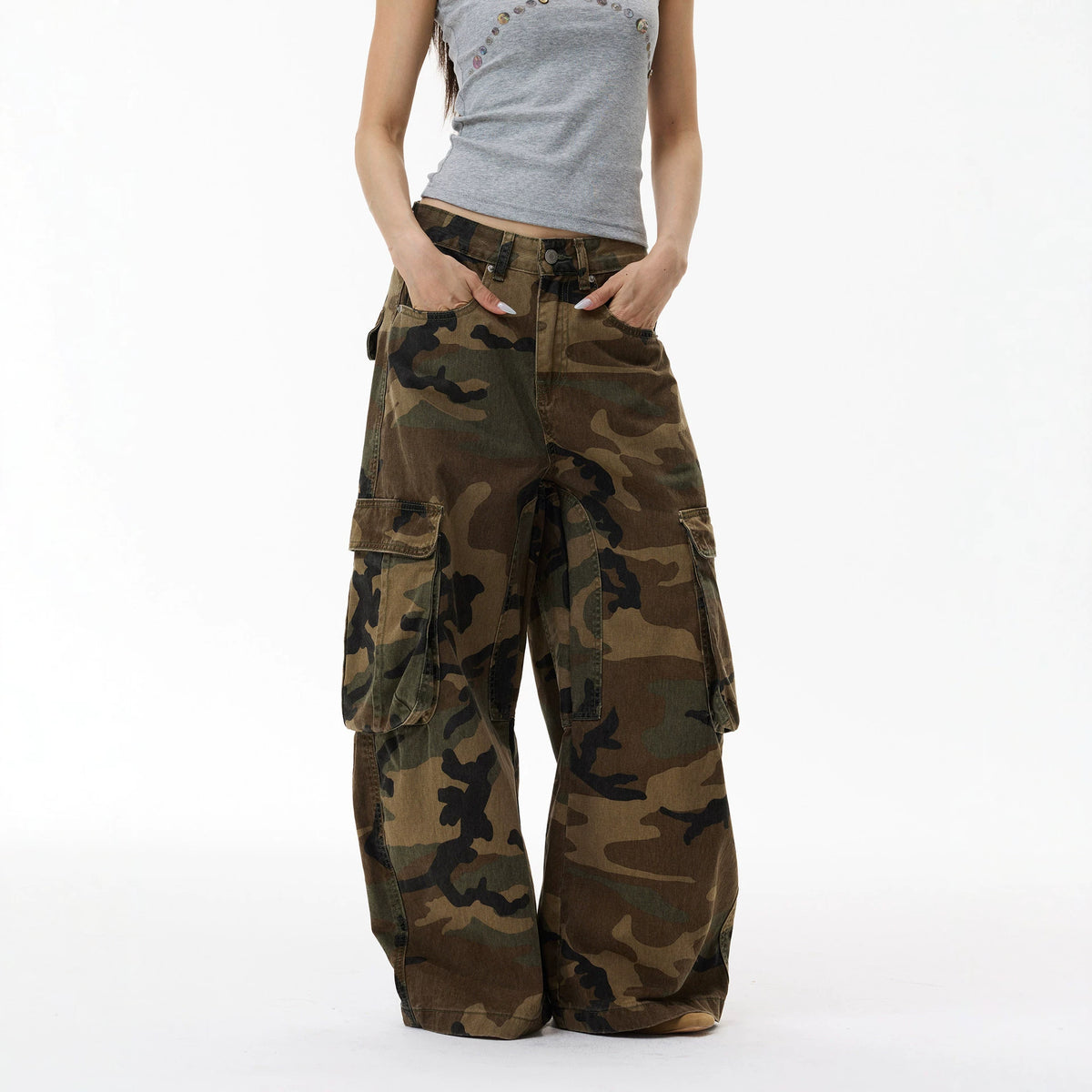 Cargo des Ombres – Pantalon Camouflage Oversize Homme