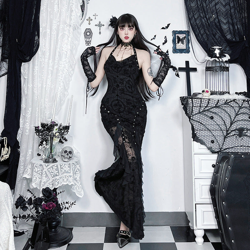 Midnight Queen — Black Gothic Long Dress