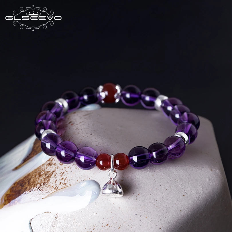 Lune d’Améthyste — Bracelet en Argent 925 & Pierres Naturelles