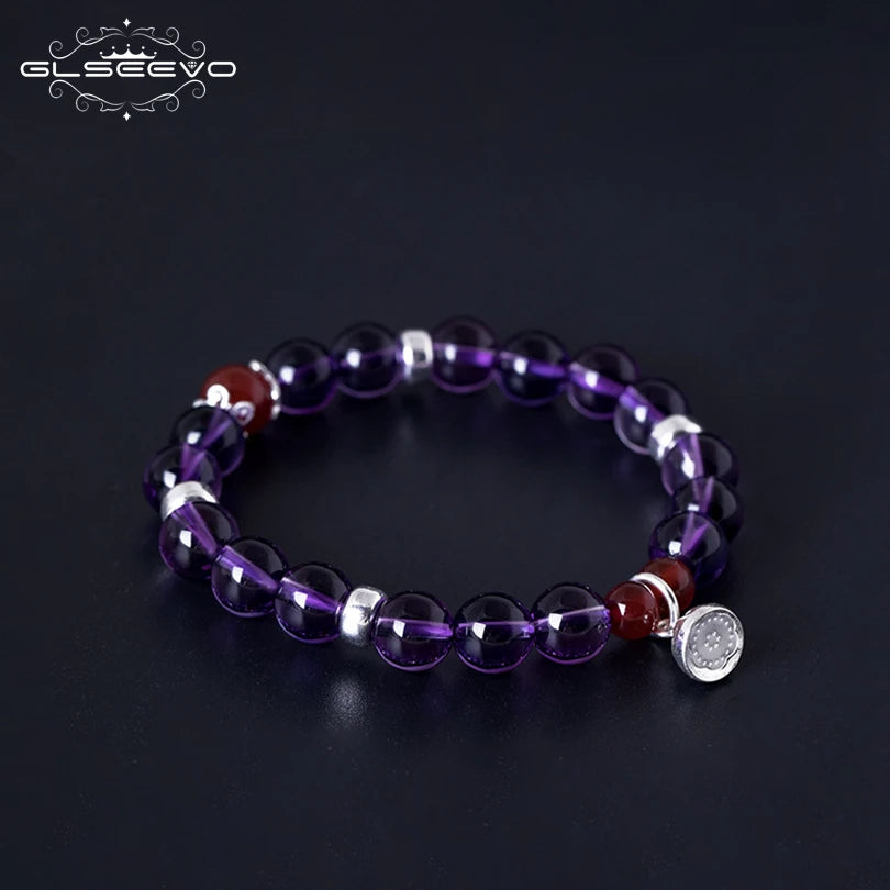 Lune d’Améthyste — Bracelet en Argent 925 & Pierres Naturelles