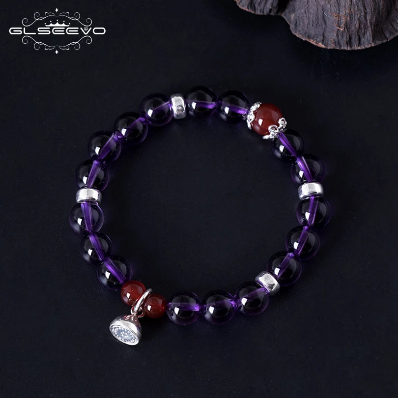 Lune d’Améthyste — Bracelet en Argent 925 & Pierres Naturelles