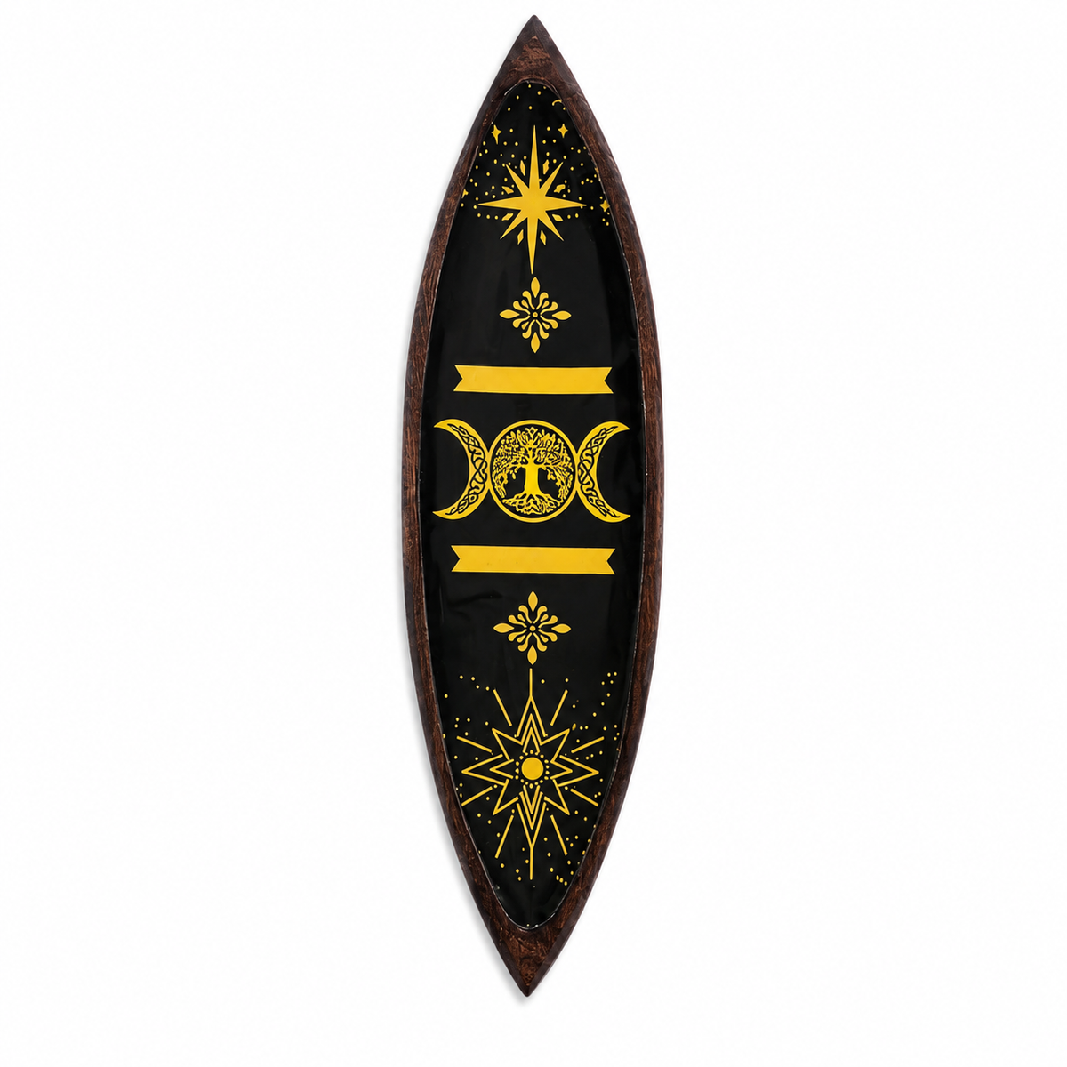 Triple Lune – Porte-Encens en Bois de Manguier