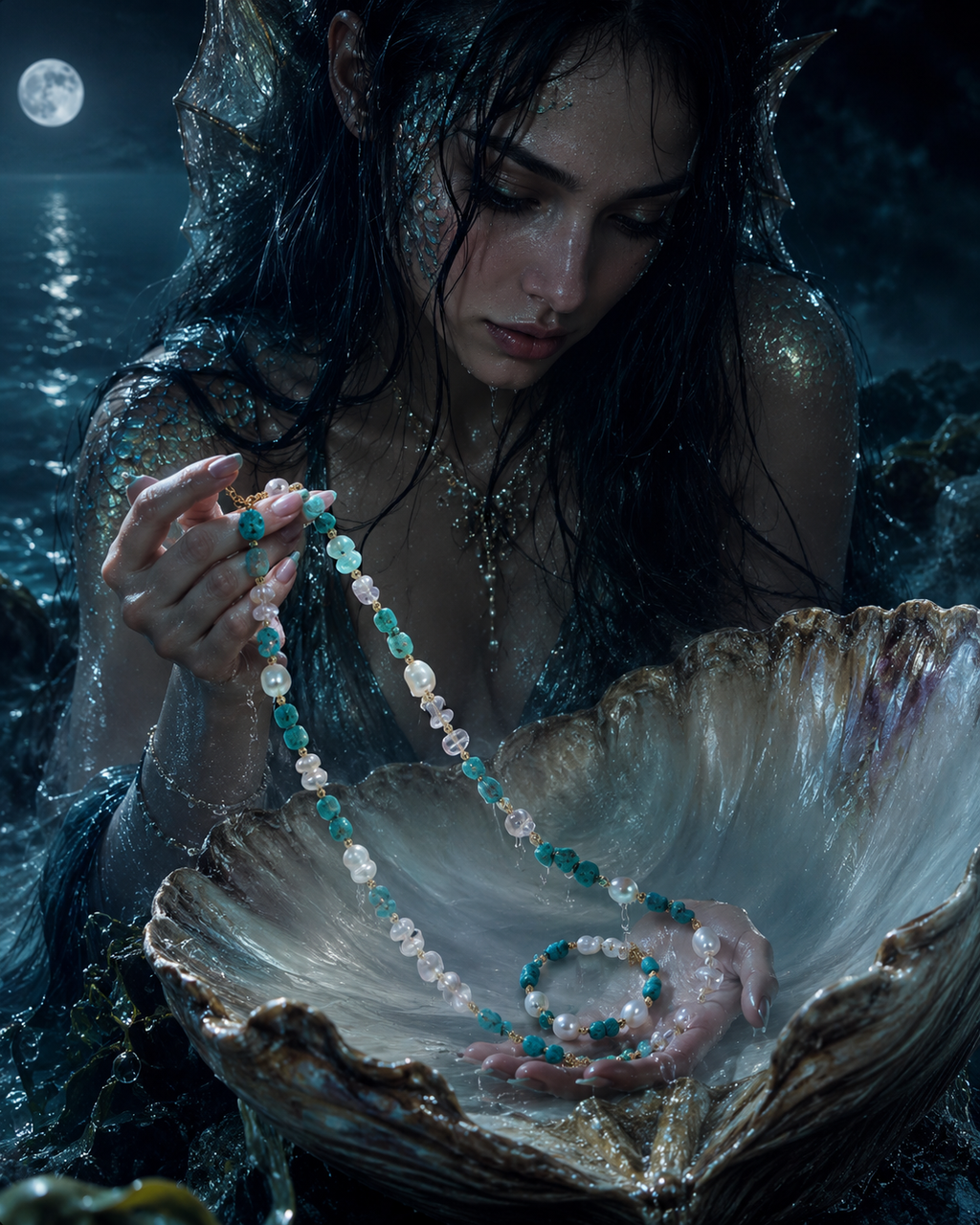 Trésor des Profondeurs – Parure Turquoise & Perles Baroques