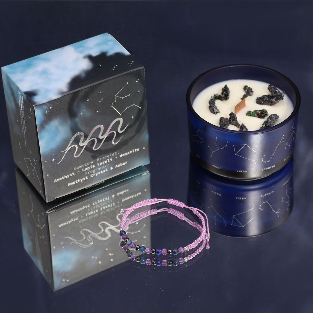 Bougie Astrologique Verseau – Bracelet de Pierres