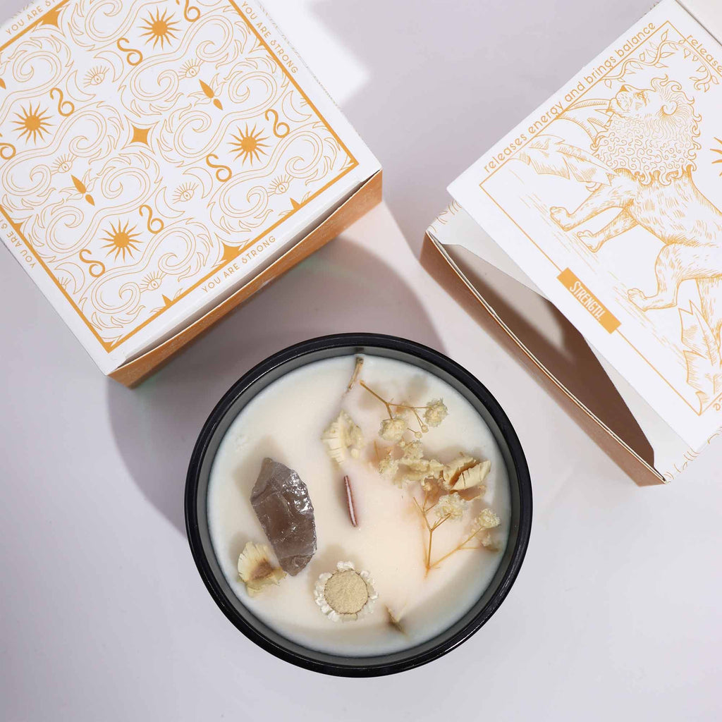 Bougie Mystique Le Lion – Jasmin & Cristal de Roche