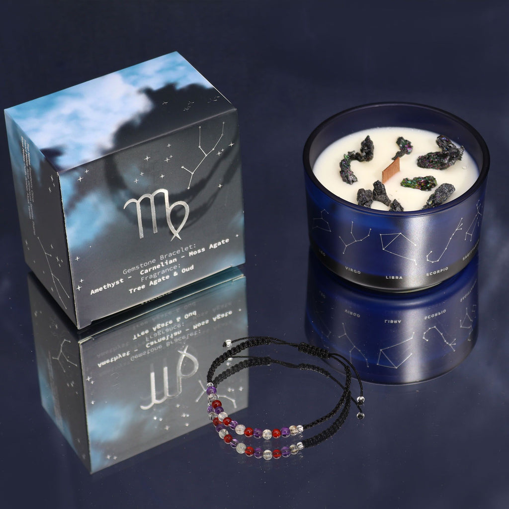 Bougie Cristal Vierge avec Bracelet en Pierres