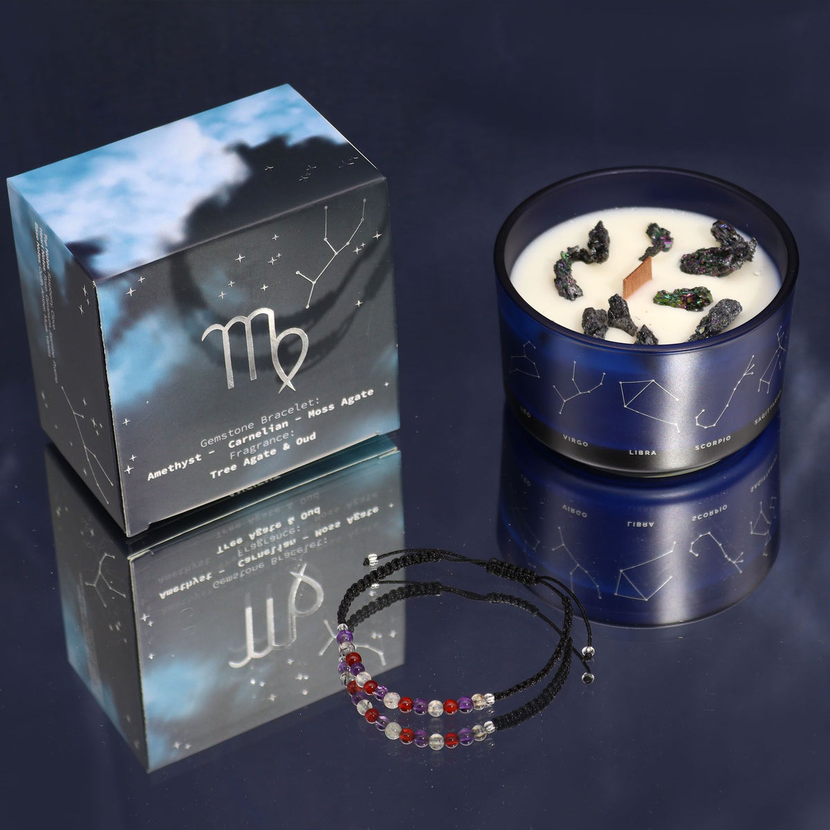 Bougie Cristal Vierge avec Bracelet en Pierres