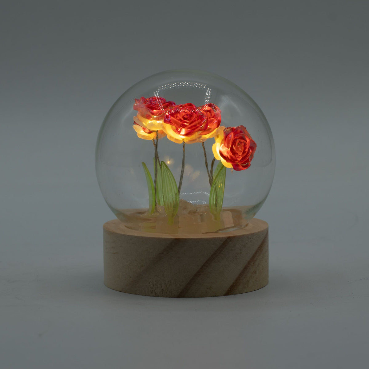 Jardin de Roses Écarlates – Dôme Lumineux 5 Roses 🌹🕯️