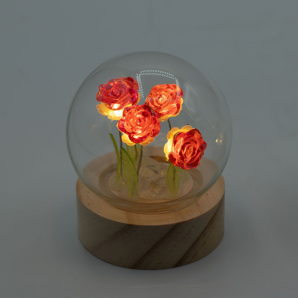 Jardin de Roses Écarlates – Dôme Lumineux 5 Roses 🌹🕯️