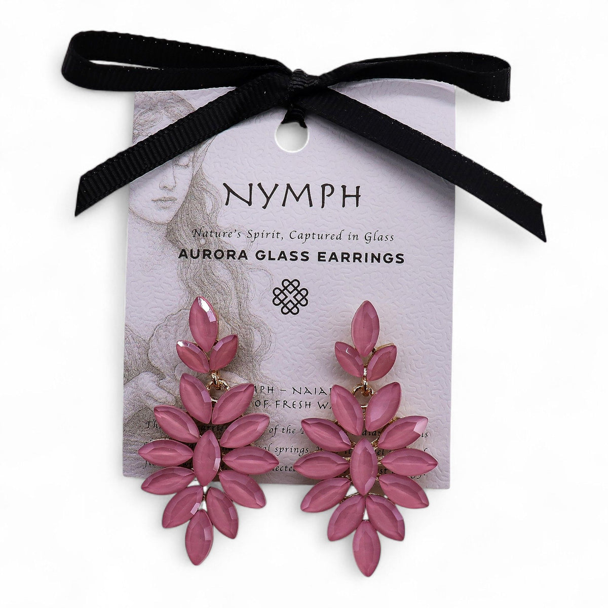 Larmes des Naïades – Boucles d’Oreilles Longues en Verre Rose