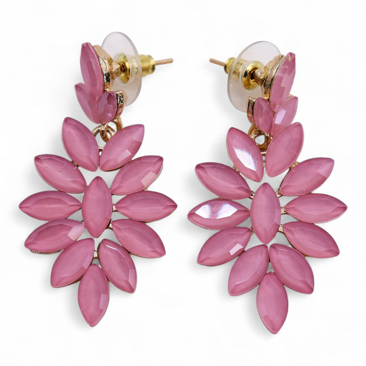 Larmes des Naïades – Boucles d’Oreilles Longues en Verre Rose