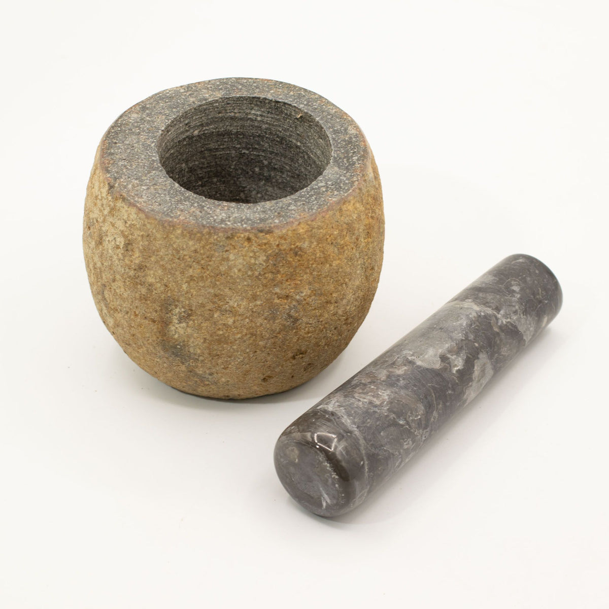 Mortier & Pilon en Pierre de Rivière Naturelle – Petit Modèle