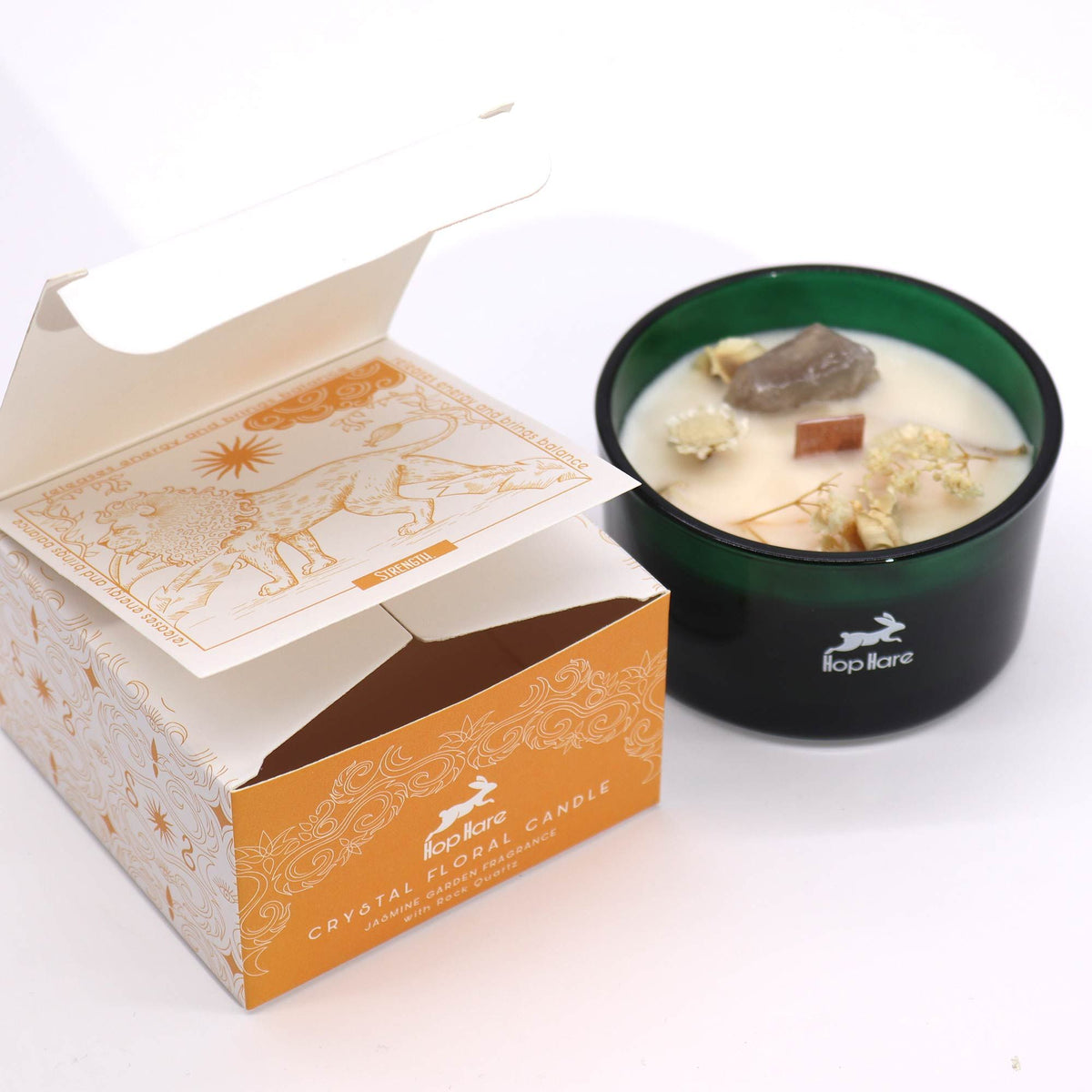 Bougie Mystique Le Lion – Jasmin & Cristal de Roche