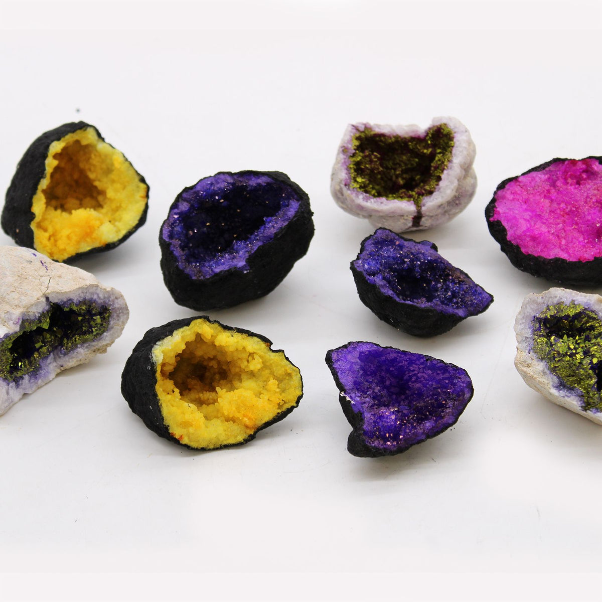 Coloured Calsite Geodes - Black Rock - Dark Red