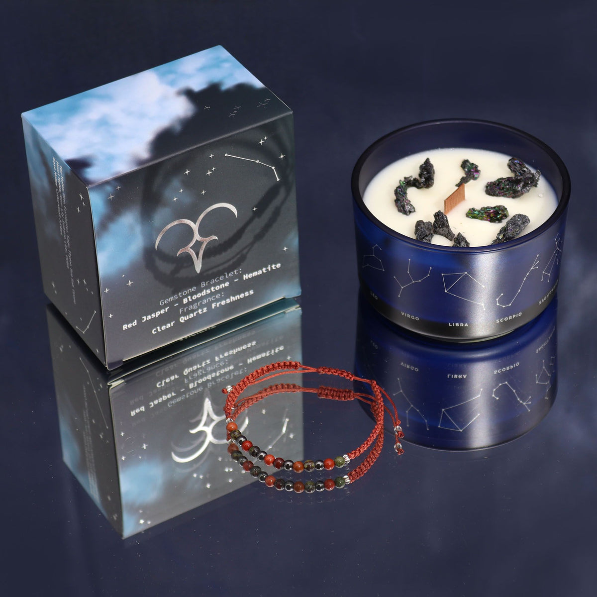 Bougie Astrologique Bélier – Cristaux & Bracelet ♈🕯️