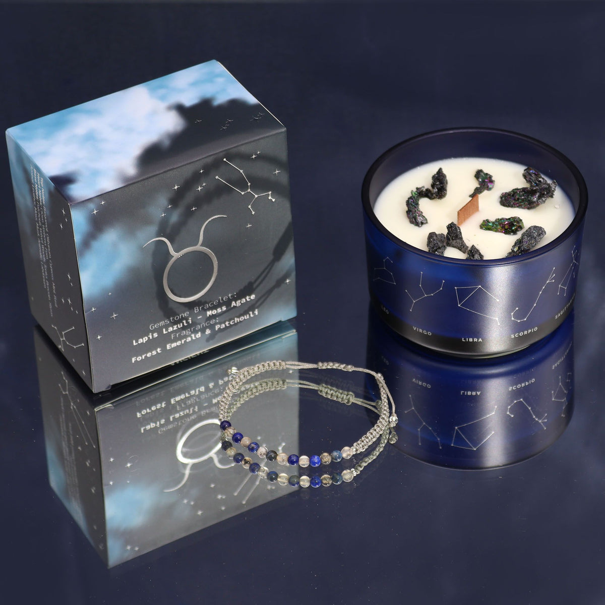 Bougie Astrologique Taureau avec Bracelet en Pierres ♉🕯️