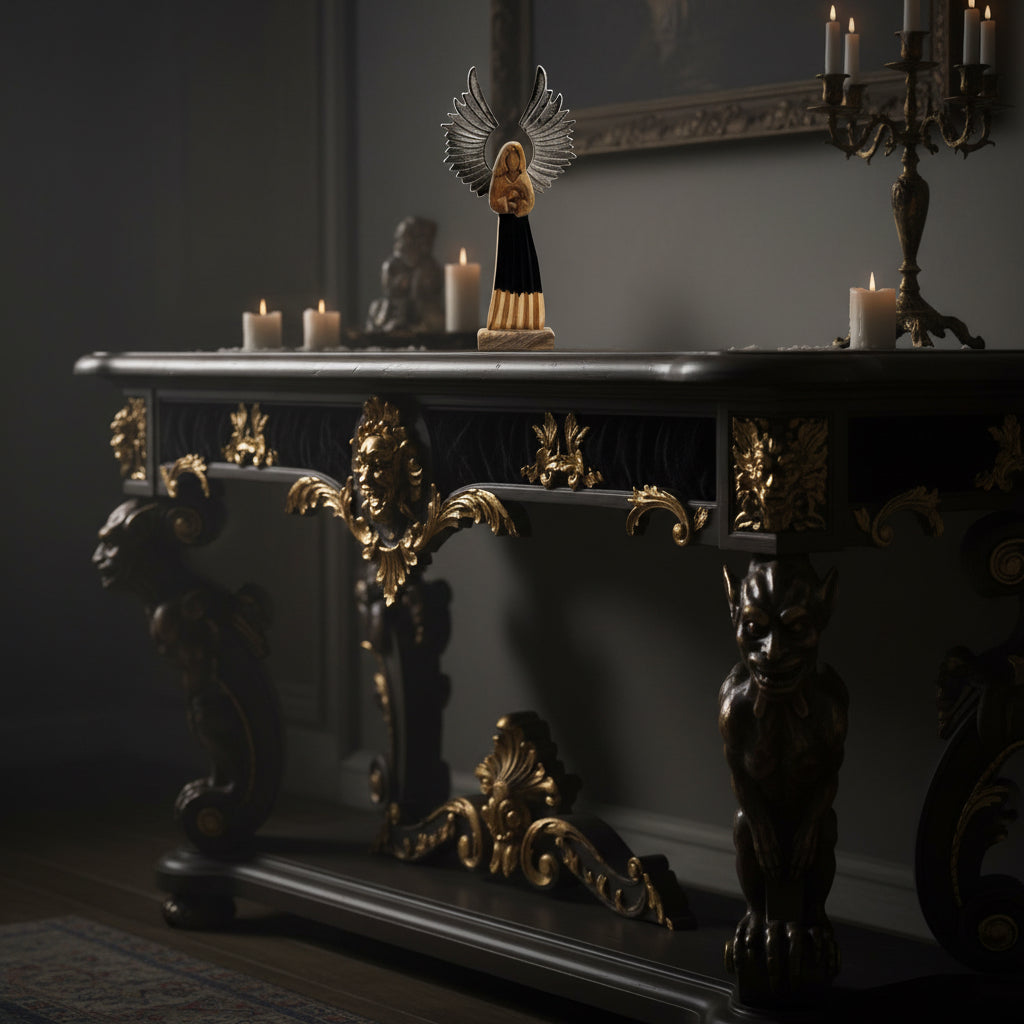 Gardien des Ombres – Statue Ange Noir