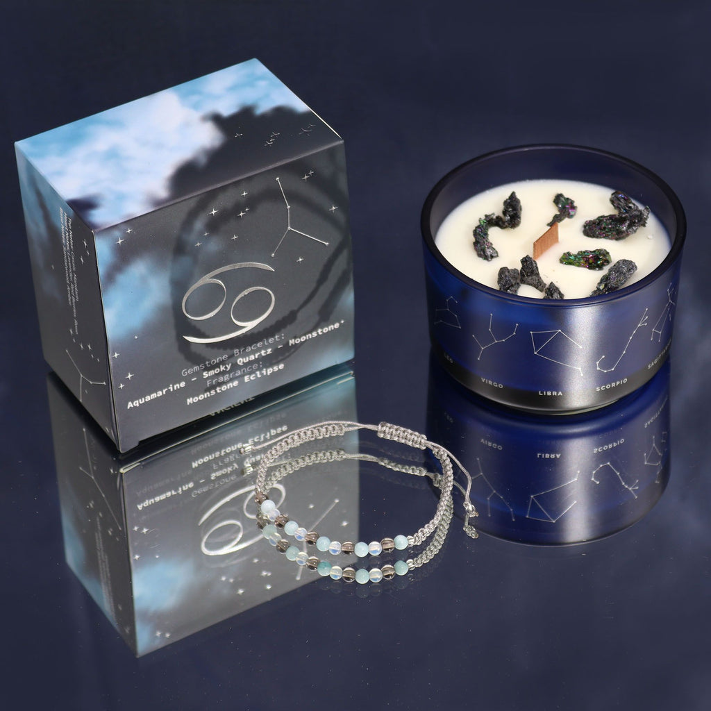 Bougie Astrologique Cancer avec Bracelet en Pierres ♋🕯️