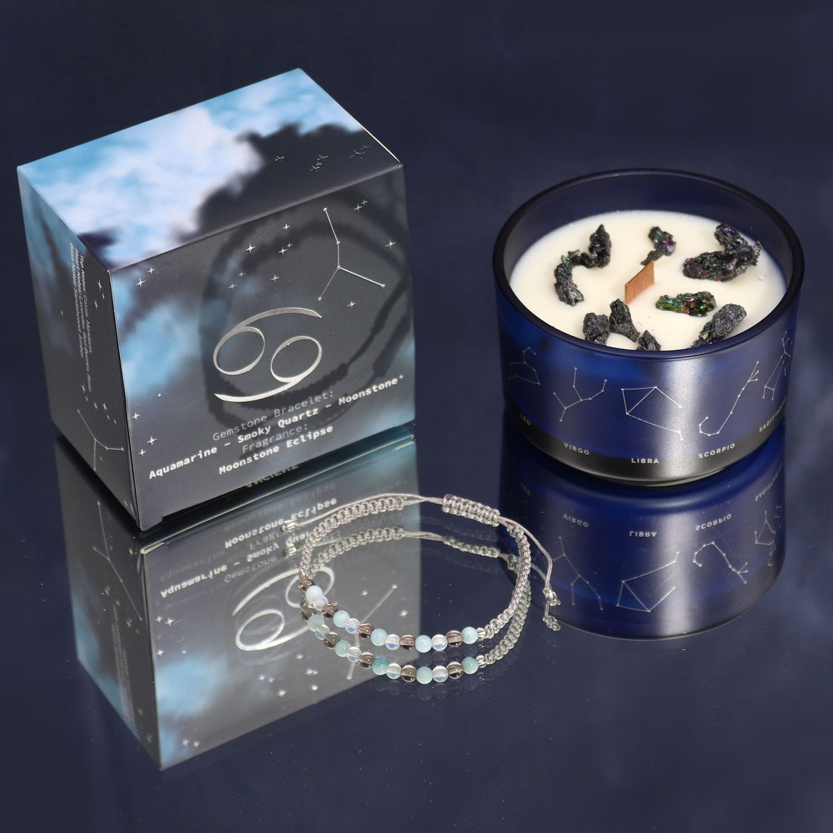 Bougie Astrologique Cancer avec Bracelet en Pierres ♋🕯️
