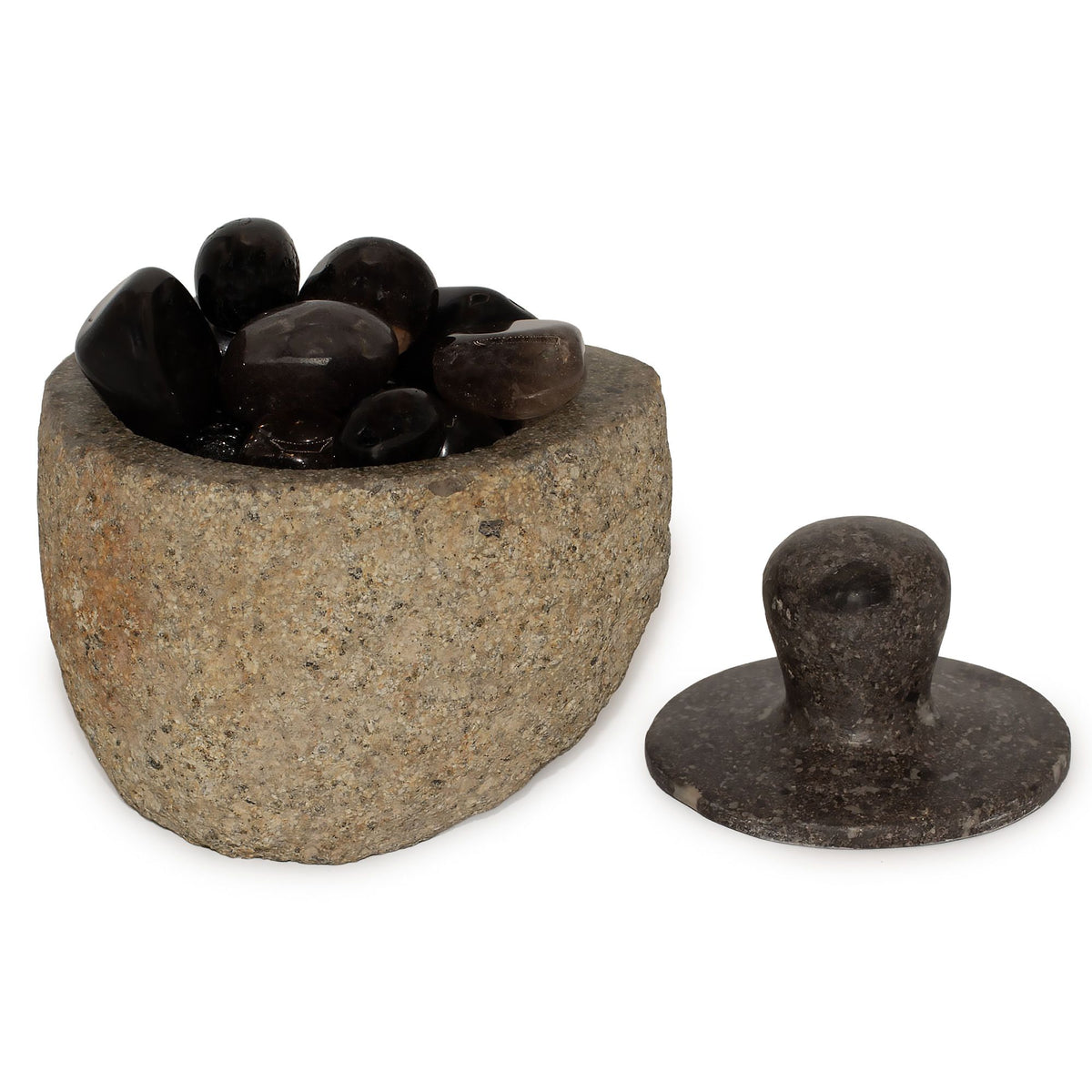 Pot d’Ancrage en Pierre de Rivière – 12 × 8 cm