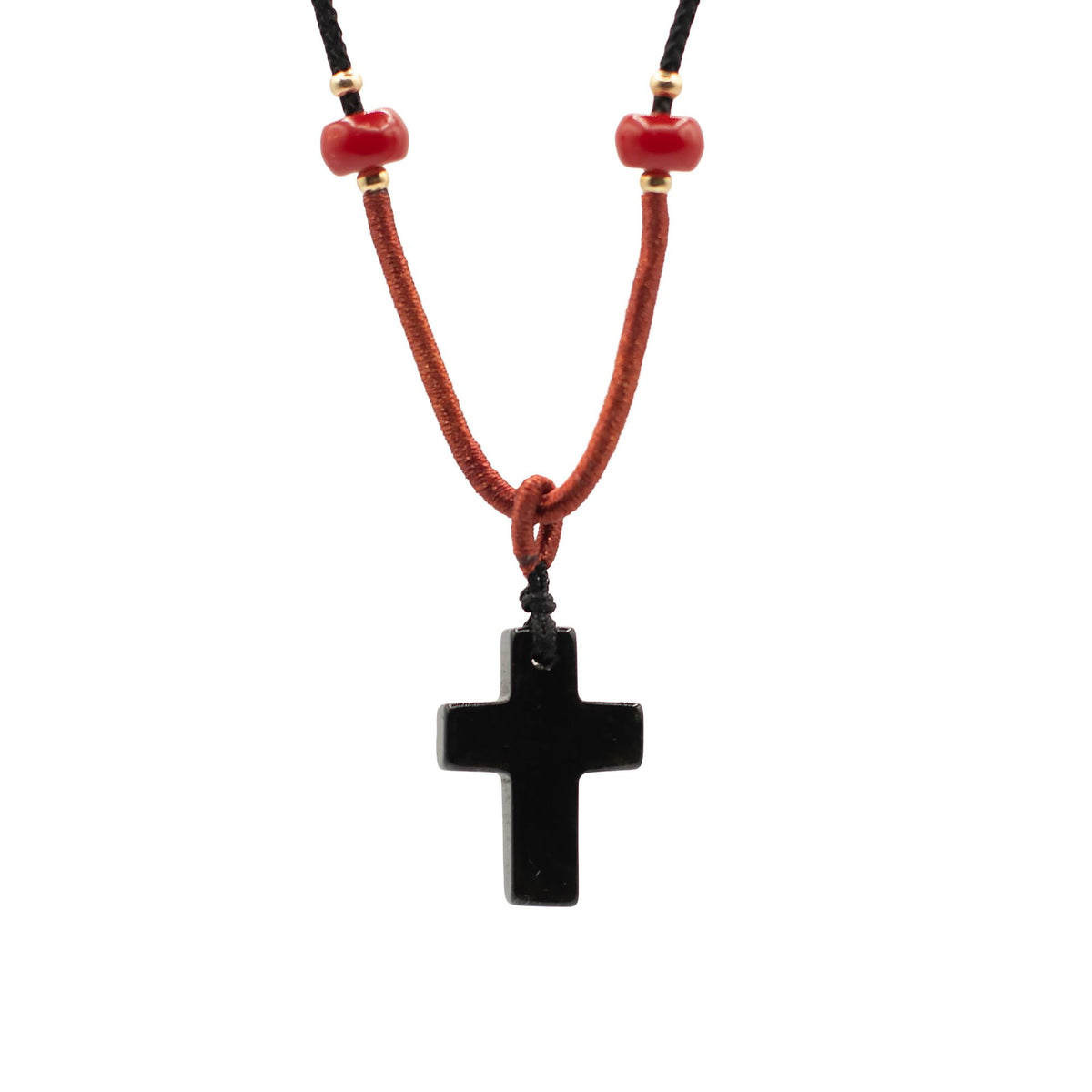 Pendentif Croix en Agate Noire