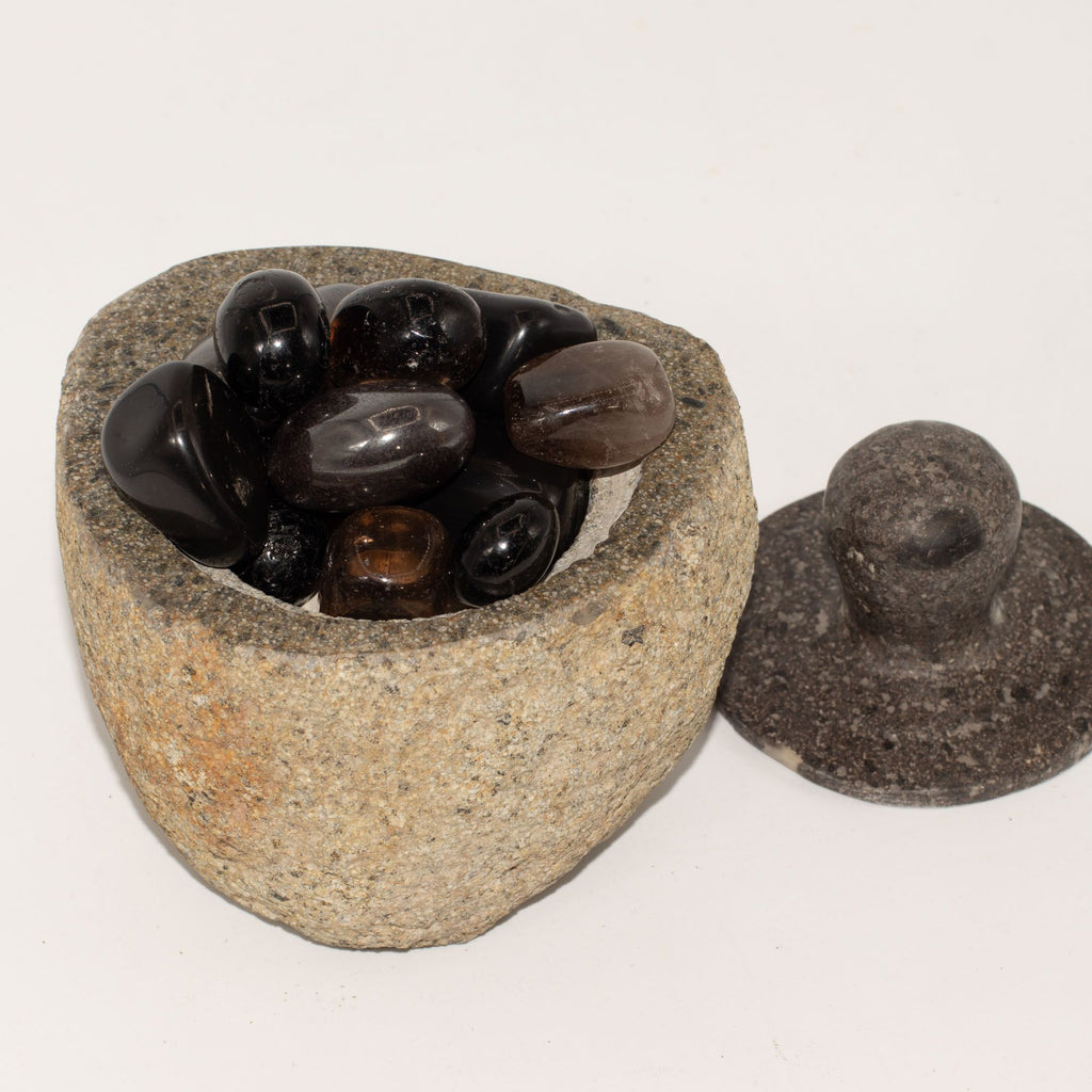 Pot d’Ancrage en Pierre de Rivière – 12 × 8 cm