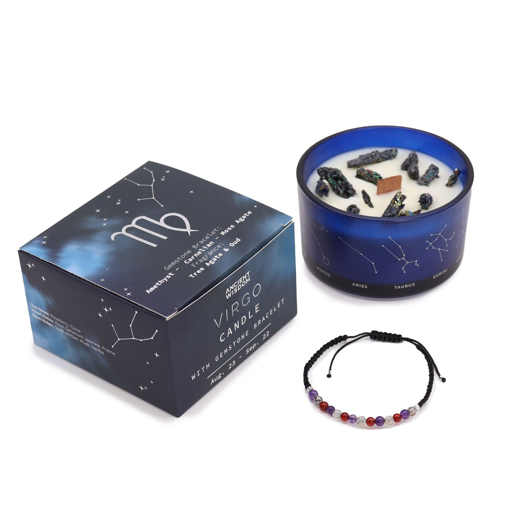 Bougie Cristal Vierge avec Bracelet en Pierres