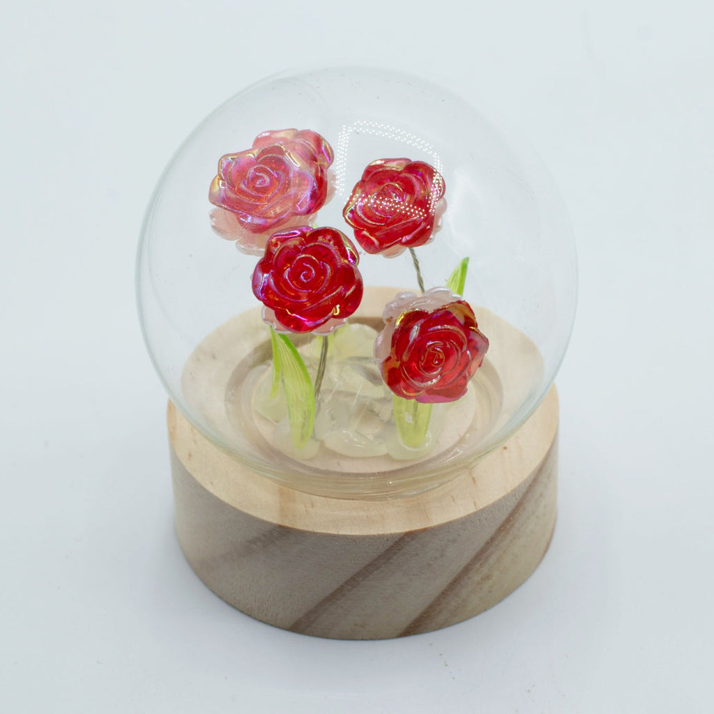 Jardin de Roses Écarlates – Dôme Lumineux 5 Roses 🌹🕯️