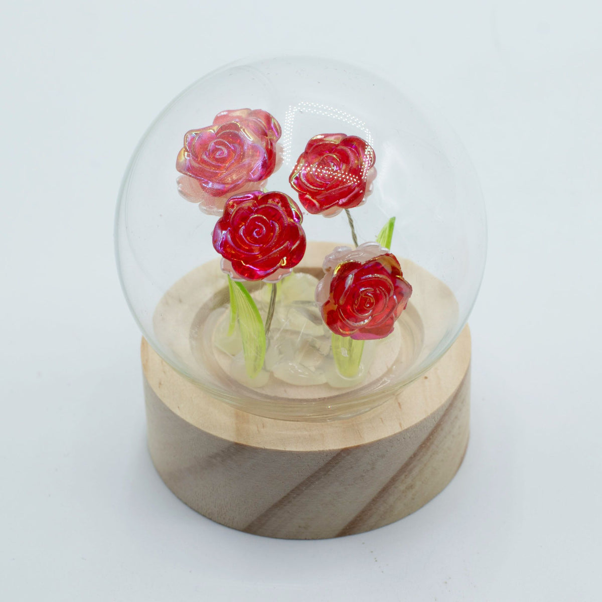 Jardin de Roses Écarlates – Dôme Lumineux 5 Roses 🌹🕯️
